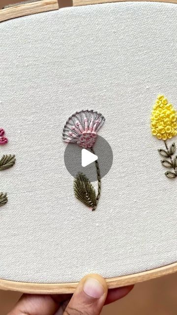 Shalu ❤️ Embroidery artist on Instagram: "Combination of Buttonhole stitch, Pistil Stitch and French Knots to make this beautiful Embroidery Flower 🌷 

Detailed tutorial is available on my YouTube channel "Embroidery by Gossamer" ❤️
Channel link in Bio 📌

Learn Hand Embroidery with @___gossamer__ everyday 🥰

#embroidery #handembroidery #learnembroidery #handwork #pistilstitch #buttonholestitch #beautiful #bordados #bordadomanual #handmade #embroideryforbeginner #flowerembroidery #floraldesign #flowerart #frenchknots" How To Punch Needle, Extreme Embroidery, Pistil Stitch, Button Hole Stitch, Buttonhole Stitch, French Embroidery, Basic Hand Embroidery Stitches, French Knot Embroidery, Hand Embroidery Videos