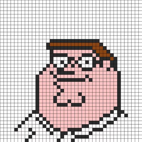 Peter Griffin Perler Bead Pattern / Bead Sprite Peter Griffin Pixel Art, Minecraft Sculptures, Graph Journal, Kandi Cuffs, Peter Griffin, Pony Bead Patterns, Perler Bead Templates, Pixel Drawing, Kandi Patterns