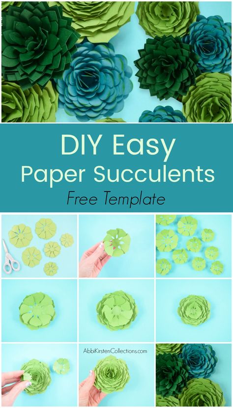 Free Paper Flower Templates, Paper Succulents, Diy Fleur, Fleurs Diy, Quilled Creations, Paper Flower Template, Paper Flowers Craft, Make Paper, Paper Flower Tutorial