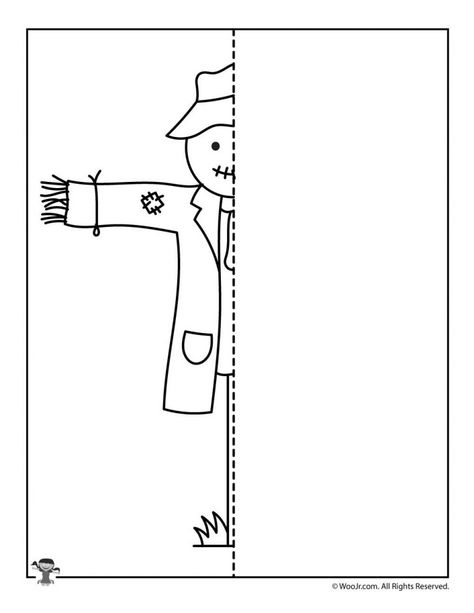 Fall Finish the Picture Symmetry Drawing Worksheets | Woo! Jr. Kids Activities Roll A Scarecrow, Scarecrow Worksheets Preschool, Scarecrow Activities For Kids, Scarecrow Worksheets, Finish The Drawing Worksheets, Complete The Drawing, Finish The Drawing, Haunted Museum, Finish The Picture