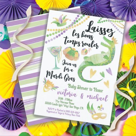 Khloe Baby, New Orleans Theme, Mardi Gras Invitations, Baby Shower Themes Neutral, Bebe Shower, Party Life, La Baby, Crawfish Boil, Twins Baby