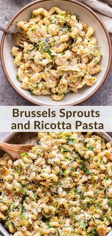 Sautéed Brussels Sprouts, Winter Pasta, Ricotta Sauce, Pasta Sides, Ricotta Pasta, Best Pasta Recipes, Sprout Recipes, Brussels Sprouts Recipe, Quick And Easy Dinner