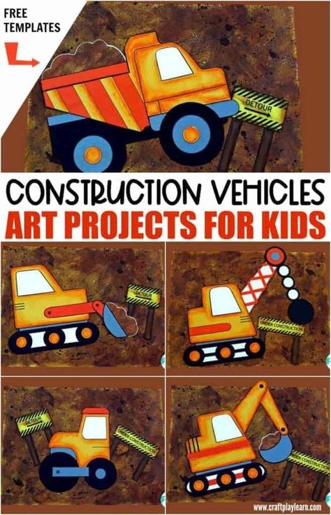 Construction Vehicles Crafts, Learning Schedule, Preschool Construction, Construction Art, Truck Crafts, Interesting Activities, Art Construction, Theme Preschool, Transportation Preschool