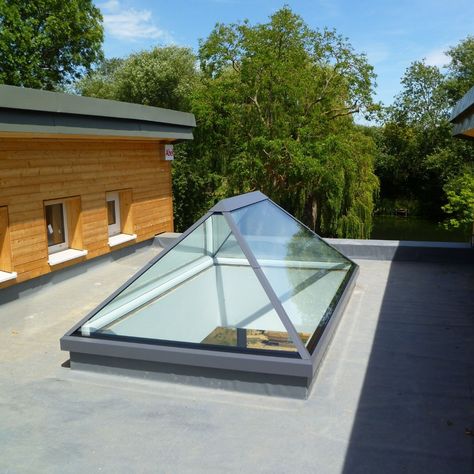 Our skylights are not just windows; they are a statement! Discover the elegance of the Aero Pyramid Skylight. ✨ #ArchitecturalDesign #Sunsquare #PyramidSkylight Pyramid Skylight, Room Skylight, Glass Awning, Roof Top Patio, Home Temple Design, Flat Roof Skylights, Luxury Future, Classic Interior Design Luxury, House Garden Design