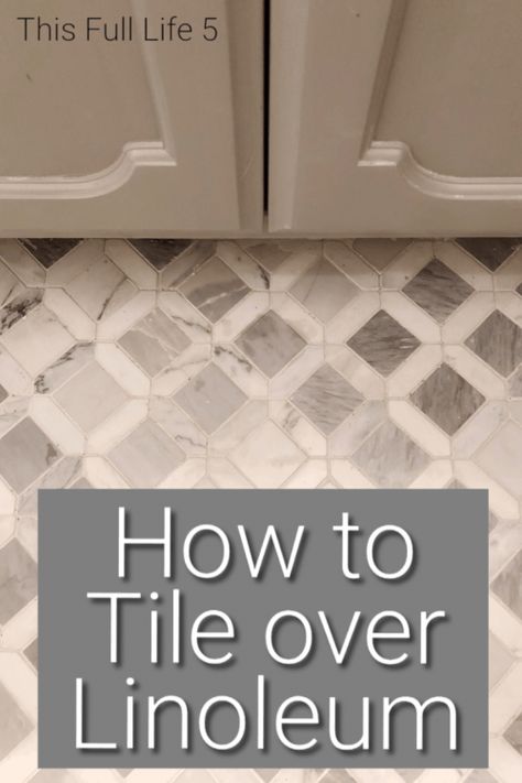 Tile over linoleum! Need to spruce up your current home? Take a look at these Older Home Improvement Hacks and budget-friendly DIY Renovations you can do on your own! #HomeImprovement #budgetfriendly #thisoldhouse #homedecor #renovations #remodeling #tile #linoleum #linoleumflooring #homehacks #flooringideas Tiling Over Linoleum Floors, How To Tile, Laundry Makeover, Guest Bathroom Remodel, Full Bathroom Remodel, Linoleum Flooring, Full Life, Clean Tile, Diy Renovation