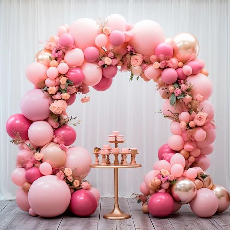 PRICES MAY VARY. Premium Quality Pink Balloon Arch Kit: Made from natural latex, our balloons are non-toxic, strong, and safe. Ideal for baby showers and children's parties. Versatile Pink Balloon Garland: Create a romantic atmosphere with rose red, pink, and metallic rose gold balloons. Perfect for gender reveals, princess themes, and anniversaries. Easy Assembly: Our pink balloon arch kit includes a balloon chain, ribbon, and glue, making it effortless to build a beautiful balloon garland. Abu Gold Balloons Decorations, Romantic Decorations, Pink Balloon Garland, Baby Shower Balloon Arch, Balloons For Birthday, Valentine's Day Celebration, Bow Baby Shower, Rosé Birthday, Prom Decor