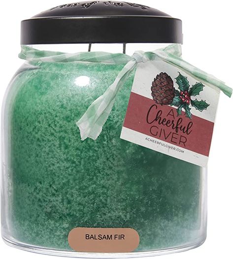 Amazon.com: A Cheerful Giver — Balsam Fir - 34oz Papa Scented Candle Jar with Lid - Keepers of the Light - 155 Hours of Burn Time, Gift for Women, Green : Home & Kitchen Strong Scented Candles, Christmas Tree Shop, Garden Candles, Glass Jar Candles, Candle Jar, Jar Lights, Christmas Tree Farm, Candle Smell, House Smells