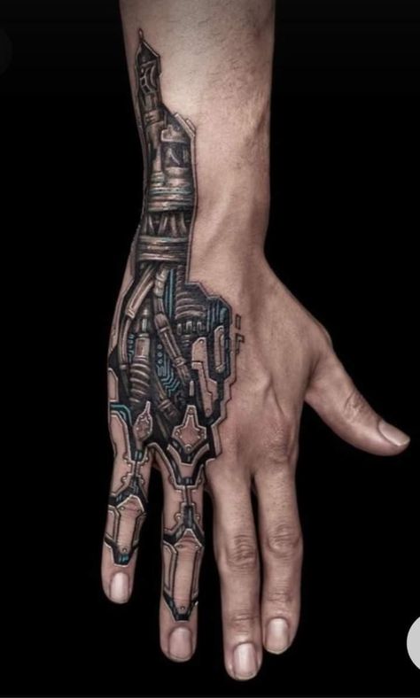 Lightsaber Tattoo, Biomechanical Tattoo Design, Robot Tattoo, Cyberpunk Tattoo, Mechanic Tattoo, Biomechanical Tattoo, Back Tattoos For Guys, Skin Hand, Arte Robot