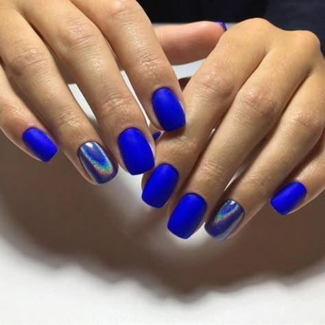 Nails 2017 Trends, Blue Matte Nails, Cotton Candy Nails, Nails 2017, Nagellack Trends, Mirror Nails, Matte Nails Design, Blue Nail Polish, Blue Nail