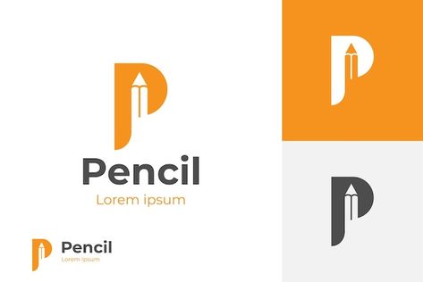 Modern creative pencil logo with initial... | Premium Vector #Freepik #vector #pencil-art #draw-logo #pencil #pencil-drawing Pencil Logo Design, Pen Logo Design, Logo Pencil, Ab Logo, Pencil Vector, Letter P Logo, Draw Logo, Logo Word, P Logo