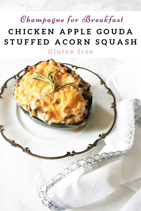 Chicken Apple Gouda Stuffed Acorn Squash – Champagne for Breakfast Apple Gouda, Acid Reflux Friendly Recipes, Chicken Apple, Stuffed Acorn Squash, Acorn Squash Recipes, Chicken Apple Sausage, Easy Chicken Breast, Ground Chicken Recipes, Shredded Chicken Recipes