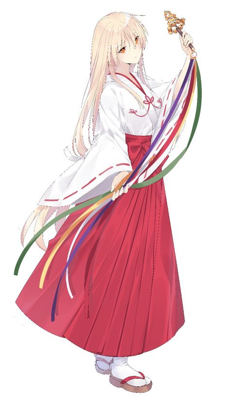 Shrine Maiden Oc, Shrine Maiden Character Design, Shrine Maiden Anime, Japanese Priestess, Priestess Costume, Maiden Costume, Art Thoughts, Japanese Princess, Japanese Shrine