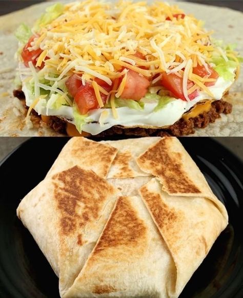 Crunch Wrap Supreme Recipe, Taco Bell Crunchwrap Supreme, Crunchwrap Recipe, Homemade Crunchwrap, Sandwich Vegetarian, Crunchwrap Supreme, Crunch Wrap, Homemade Crunchwrap Supreme, Taco Bell