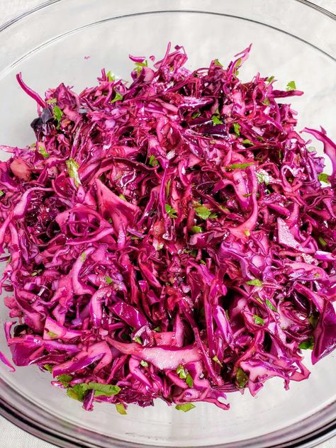 Purple Cabbage Taco Slaw, Red Cabbage For Tacos, Red Cabbage Slaw For Fish Tacos, Cava Cabbage Slaw, Pickled Red Cabbage For Tacos, Red Cabbage Coleslaw Recipe, Red Cabagge Salad, Red Cabbage Slaw For Tacos, Cabbage Slaw For Fish Tacos