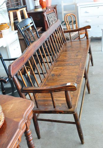 Wooden Bench Seating Kitchen, Vintage Bench Seat, Vintage Bench Entryway, Vintage Entryway Bench, Long Wooden Bench, Long Bench Seating, Wooden Bench With Back, Mudroom Entry, Wooden Dining Bench