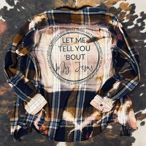 🍂 Fall Flannels 🍂 PREORDER Stamped with a faith based design and hand bleached! They are high quality, unisex in sizing, warm, and soft. No two are ever exactly the same pls make sure you express that to your customers!! Sizes XS - 3XL (they fit unisex & TTS…size up for a baggy fit). They are not 100% cotton. They are washed after bleaching so there is minimal shrinking. Print options - Jesus and Flannel Kind of Day, Three Crosses, Let me tell you about my Jesus, and Beauty from Ashes. ... Bleached Flannels, Beauty From Ashes, Three Crosses, Bleached Flannel, My Jesus, Upcycle Clothing, Fall Flannel, Faith Based, Upcycle Clothes