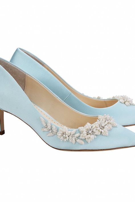 Chic Blue Kitten Heels For Spring, Blue Kitten Heels For Spring Evening, Blue Kitten Heels, Light Blue Kitten Heels, Spring Wedding Kitten Heels With 4-inch Heel, Kitten Heels Wedding, Luxury Blue Kitten Heels, Wedding Guest Heels, Low Heels Wedding