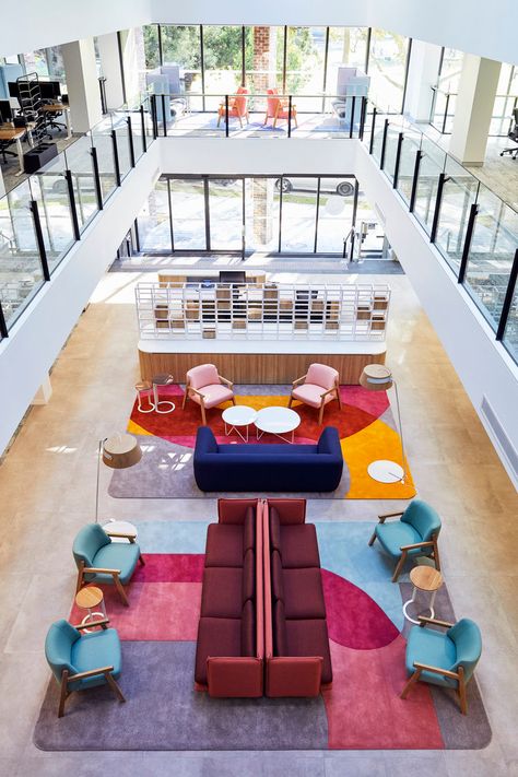 The Benevolent Society Colourful Rugs, Coworking Office, Office Lounge, Designer Rugs, Community Space, Lounge Design, Open Office, Workplace Design, Coworking Space