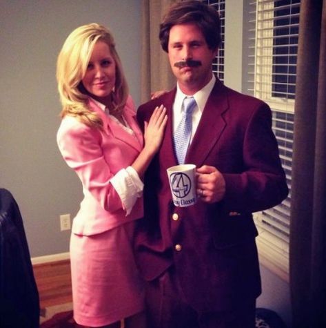 Anchorman Couples Costume His And Hers Costumes, Diy Halloween Couples, Most Popular Halloween Costumes, 2015 Halloween Costumes, Meme Costume, Funny Couple Costumes, Couples Halloween Costumes, Popular Halloween Costumes, Funny Couple Halloween Costumes