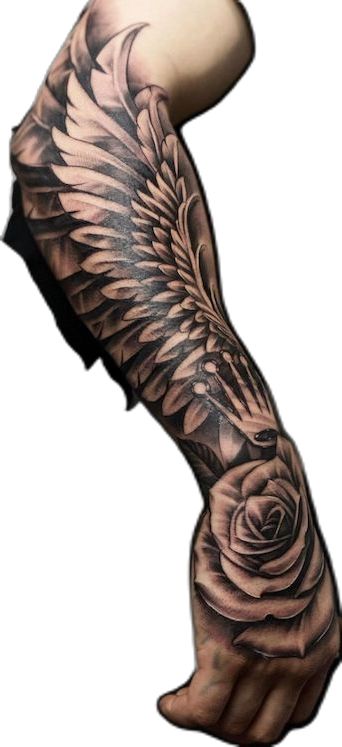 35 Breathtaking Wings Tattoo Designs | Cuded Angel Tattoos For Guys, Forearm Wing Tattoo Men, Wings Sleeve Tattoo, Wing Arm Tattoo For Men, Wing Sleeve Tattoo, Wing Forearm Tattoo For Men, Angel Wings Rose Tattoo, Wing Tattoos, Wings Tattoo Design