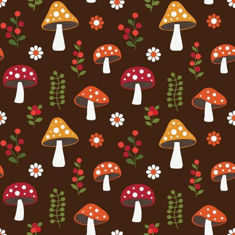 Mushroom Background, Fantasy Bookmarks, Cartoon Mushroom, Mushroom Wallpaper, Mushroom Pattern, Surface Patterns, Procreate Ipad Art, Mushroom Decor, Paper Flowers Craft