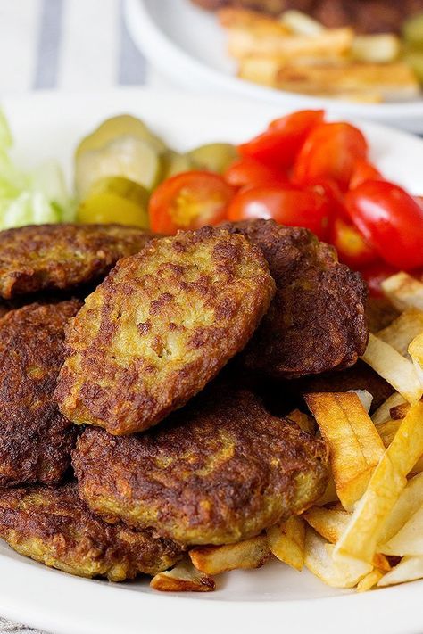 Kotlet is Persian meat patties pan fried in oil and served with French fries. Kotlet Recipe, Persian Food Iranian Cuisine, Beef Cutlets, Meat Patties, Cooking Blogs, Iran Food, Iranian Recipes, Iranian Cuisine, Persian Cuisine