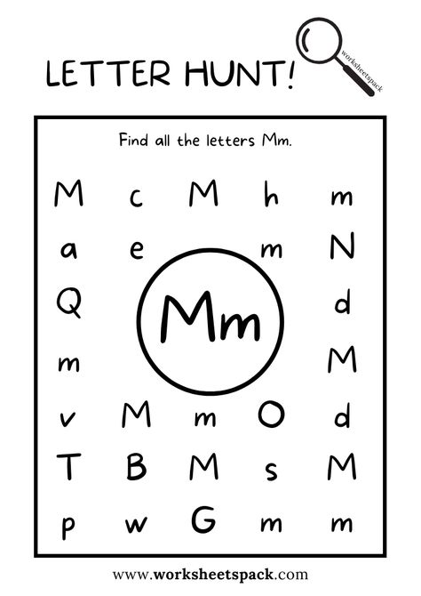 Letter M For Preschool, Letter M Worksheet, Alphabet Letter Hunt, Letter M Crafts, Letter I Crafts, Letter M Activities, Letter M Worksheets, Letter Hunt, Free Kindergarten Printables