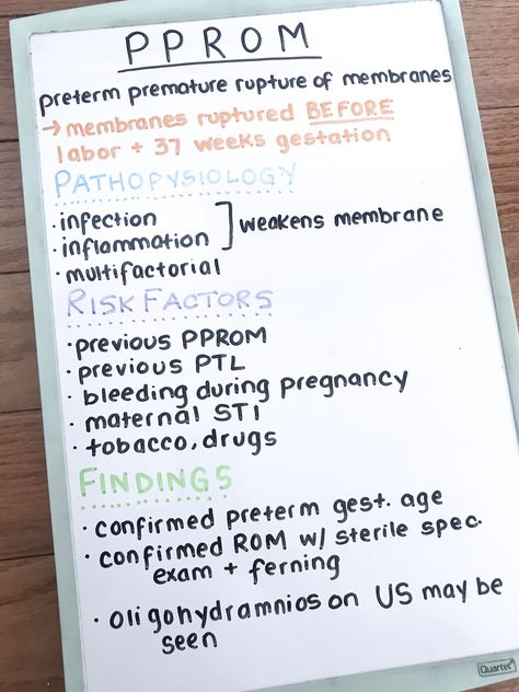 preterm premature rupture of membranes 👶 Premature Rupture Of Membranes, Midwife Notes, Midwifery Notes, Obstetrics Nursing, Nursing School Studying Cheat Sheets, Nursing Instructor, Midwifery Student, Nursing School Essential, Nursing School Motivation