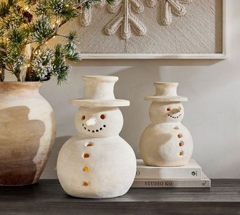 Latest Furniture & Home Decor | New Home Decor | Pottery Barn Clay Snowman, Wonderland Christmas, Gingerbread Village, Rustic Luxe, Window Projects, Neutral Christmas Decor, New Home Decor, Winter Wonderland Christmas, Glass Ball Ornaments