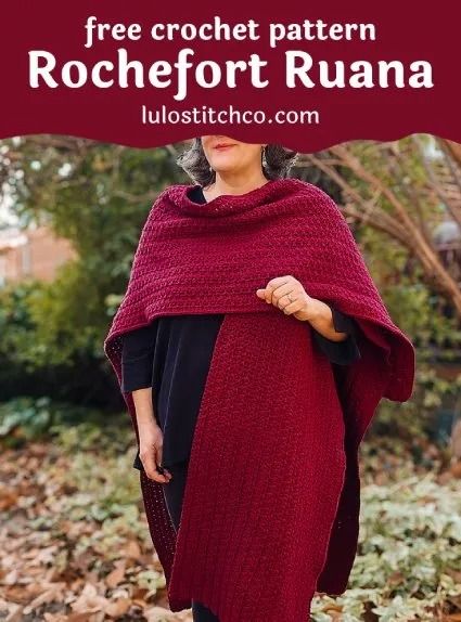 A free crochet pattern of a Do you want to crochet this Read more about the Free Crochet Pattern Rochefort Ruana. Ruana Crochet Pattern, Crochet Ruana, Ruana Pattern, Loops And Threads Yarn, Crochet Wraps, Super Scarf, Boho Poncho, Basket Pattern, Crochet Shawls And Wraps