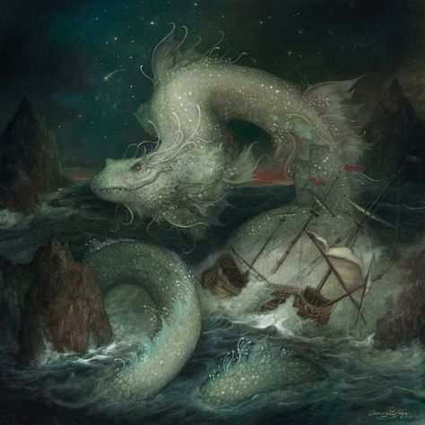 Annie Stegg, The Serpent Women In Mythology, Annie Stegg, Sea Serpent, Legends And Myths, Divine Nature, The Serpent, 다크 판타지, White Dragon, Wow Art