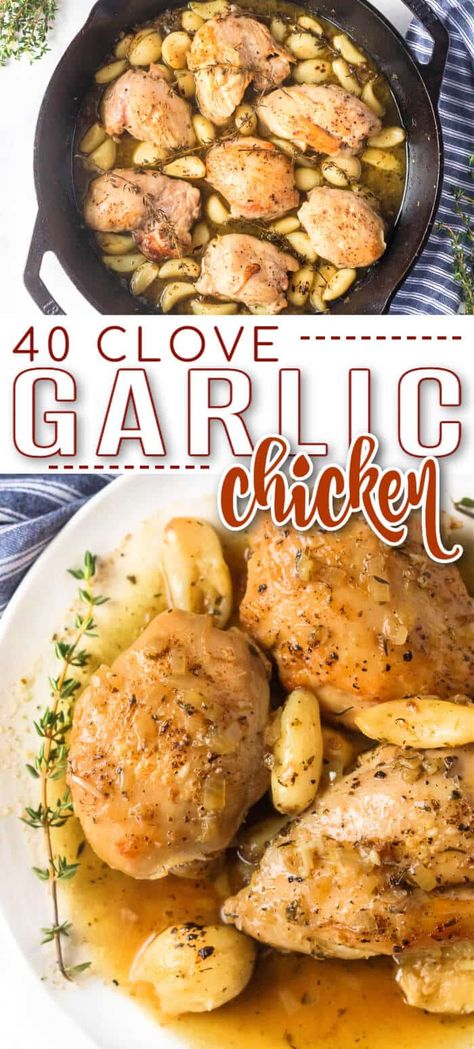 Chicken 40 Cloves Garlic, 20 Clove Garlic Chicken, Chicken With 40 Cloves Of Garlic, Garlic Dishes, Recipes Using Pork Chops, 40 Clove Garlic Chicken, Garlic Chicken Crockpot, Chicken Bakes, Chicken Mama