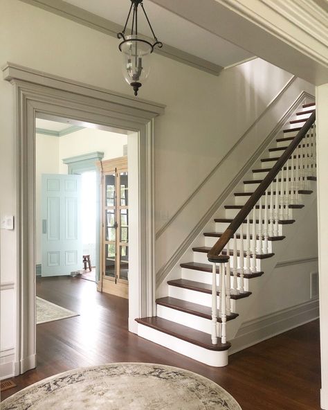 Feature Friday: Our Victorian Italianate - Southern Hospitality Victorian House Interiors, Painted Stairs, Hello Monday, Door Trim, Style Deco, House Stairs, House Remodel, Historic Home, Staircase Design