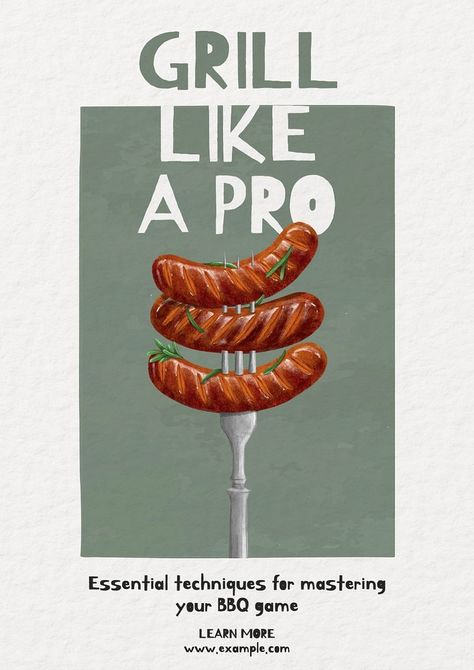 Bbq Poster Design, Grill Illustration, Bbq Poster, Cute Collage, Bbq Games, Realistic Illustration, Awesome Designs, Aesthetic Things, Template Ideas