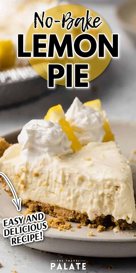 Quick Spring Desserts, Spring Dessert Recipes, Lemon Cream Cheese Pie, No Bake Lemon Pie, Easy Dessert Idea, Lemon Icebox Pie, No Bake Lemon, Lemon Pie Recipe, Lemon Cream Pies