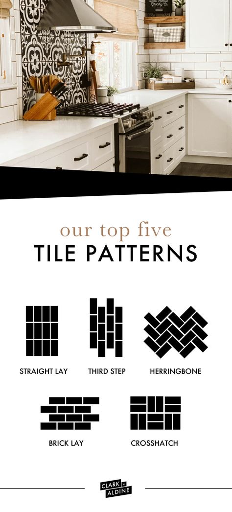 5 most common tile patterns, the most common ways to lay tile, how to lay a pattern tile, tile patterns, tile backsplash, kitchen tile, bathroom tile, tile design, tile floor, mosaic tile, diy tile, shower tile, tile layout, subway tile, straight lay tile, third step tile, herringbone tile, brick lay tile, crosshatch tile, top five tile patterns, tile patterns, tile placement, trendy tile ideas, classic tile pattern, easy tile patterns, home tile patterns Brick Layout Tile Floor, Tile Placement Layout, Bathroom Design Tiles Ideas, Ways To Lay Tile, Crosshatch Tile, Pattern Tile Bathroom, Tile Bathroom Tub, Bathroom Tile Patterns, Bathroom With Bathtub