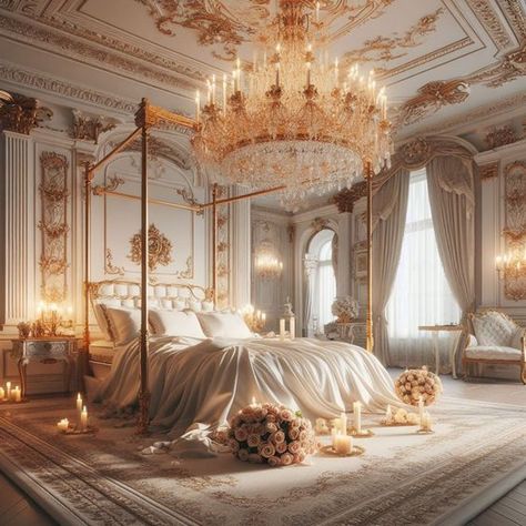 Anime Castle, Anime Rooms, Rococo Decor, Royal Bedroom, Fancy Bedroom, Castle Bedroom, Luxury Mansions Interior, Princess Bedroom, Royal Aesthetic