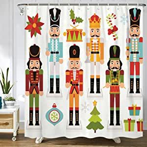 Nutcracker Christmas Tree, Christmas Shower Curtain, Kids Bathroom Accessories, Christmas Shower, Christmas Shower Curtains, Christmas Bathroom, Red Curtains, Home Curtains, Patterned Shower Curtain