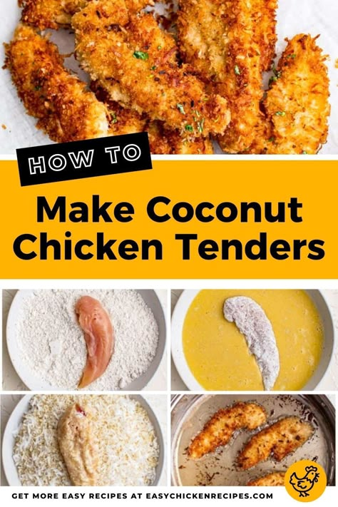 Tropical chicken tenders is a quick & easy recipe that the whole family will love! Juicy fried chicken tenders coated in sweet coconut and served with a pina colada dip. So delicious! #chickentenders #appetizer #easydinner #kidfriendlyrecipe Coconut Oil Fried Chicken, Coconut Fried Chicken, Pina Colada Dip, Pina Colada Dipping Sauce, Easy Coconut Chicken, Crispy Coconut Chicken, Coconut Crusted Chicken Tenders, Tropical Chicken, Juicy Fried Chicken