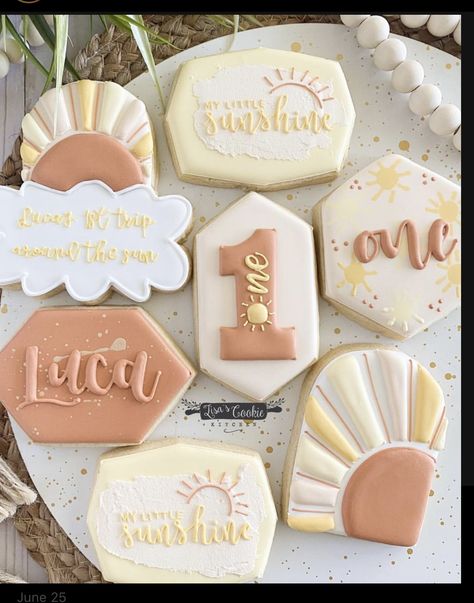 Sunshine Cookies, First Birthday Theme, Sunshine First Birthday, First Birthday Cookies, Sunshine Birthday, 1st Birthday Themes, First Birthday Party Themes, First Birthday Themes, Baby Birthday Party