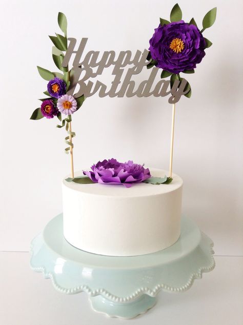 Custom cake topper modernblooms.etsy.com Fun And Easy Crafts, Cricut Cake, Cake Bunting Topper, Cake Bunting, 3d Cake Toppers, Flower Cake Toppers, Diy Cake Topper, Holistic Approach To Health, Beautiful Birthday