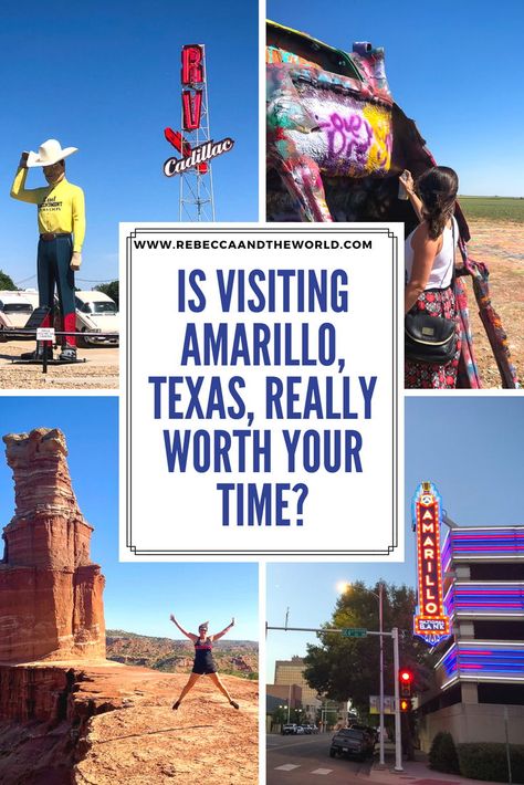 Heading to the Texas Panhandle? Stop for a weekend in Amarillo where you'll find plenty of things to do. Visit Cadillac Ranch, hike in Palo Duro Canyon, explore the city's art deco architecture and try some great food. #amarillo #texas #unitedstates #usa #roadtrip #dallasroadtrips #texasroadtrips #amarillotx #amarillothingstodo Texas Travel Guide, Texas Panhandle, Texas Vacations, Route 66 Road Trip, Usa Roadtrip, Texas Roadtrip, Amarillo Texas, Amarillo Tx, Camping Destinations