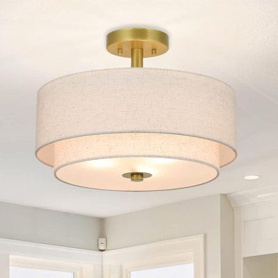 Semi Flush Ceiling Lights Bathroom, Kitchen Lighting Semi Flush Mount, Primary Bedroom Ceiling Light, Gold Light Fixture Bedroom, Flush Mount Ceiling Lights Dining Room, Gold Hallway Lighting, Transitional Living Room Lighting, Overhead Bedroom Lighting, Bedroom Semi Flush Mount Lighting