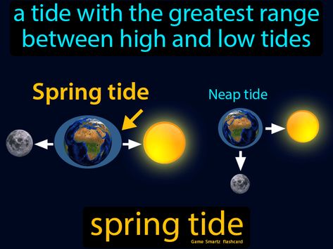 Spring Tide definition: A tide with the greatest range between high and low tides. Spring Tide, Continental Shelf, Rip Current, Ocean Unit, Easy Science, Unit Study, High Tide, Study Unit, Science Lessons