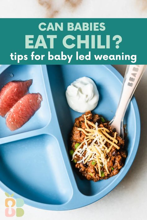 Can Babies Eat Chili? How to Serve Chili for Baby Led Weaning - Baby Led Bliss Blw Chili Recipe, Quinoa Baby Led Weaning, Chickpea Baby Led Weaning, Tofu Baby Led Weaning, Blw Pizza Led Weaning, Baby Weaning, Baby Eating, Weaning, Baby Led Weaning