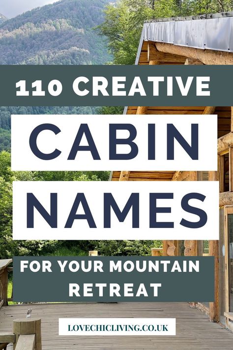 Cabin Name Signs, Cabin Names Clever, Cabin Names Ideas, Mountain Cabin Decorating Ideas, Mountain Cabin Ideas, Forest Cottage Interior, Mountain Cottage Decor, Mountain Cabin Aesthetic, Lake Cabin Decorating Ideas