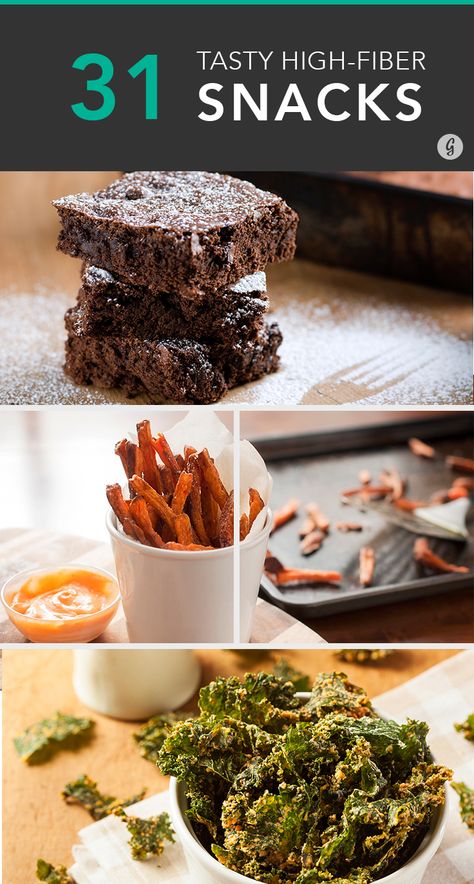 31 Surprising High-Fiber Snacks #healthy #highfiber #snacks High Protein High Fiber, High Fiber Snacks, Fiber Snacks, Healthy Homemade Snacks, Bean Brownies, Snacks Healthy, Recipes Snacks, Food Lunch, High Fiber Foods