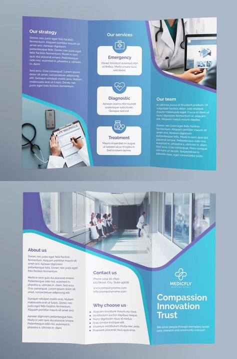 Medical Clinic Trifold Brochure Template AI, EPS, INDD, PSD and DOCX Medical Trifold Brochure Design, Healthcare Brochure Design, Medical Leaflet Design, Medical Brochure Design Layout, Medical Brochure Design, Clinic Brochure, Healthcare Brochure, Health Brochure, Leaflet Layout