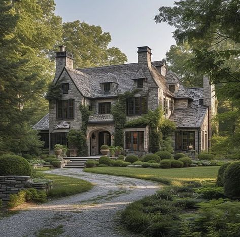 Cottagecore Mansion, Vintage House Exterior, Big Cottage House, Sailer Design, Cottage Mansion, Forest Retreat, French Architecture, Fantasy House, French Country House