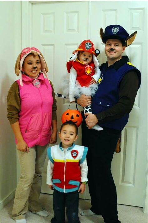 paw patrol halloween 2017 DIY family costume- skye, chase, marshall, and ryder.... pup, pup, boogie! #crispectivecreations Diy Skye Paw Patrol Costume Adult, Paw Patrol Family Costume, Chase Halloween Costume, Chase Paw Patrol Costume, Skye Paw Patrol Costume, Paw Patrol Halloween Costume, Diy Paw Patrol, Skye Costume, Costume Toddler Girl